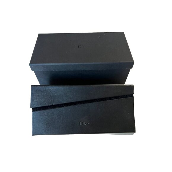 NEW DIOR MEDIUM BLACK HARD SUNGLASSES CASE WITH CLOTH & CARDS. 100% AUTHENTIC. - Picture 1 of 5